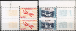 ** 32+33 - Prototypes. 500F. Jaune-orange Et Rouge + 1000F. Bleu-vert. 2 Valeurs En Paire Verticale. Coin De Feuille. SU - Autres & Non Classés