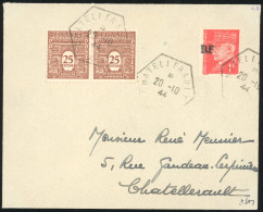 Obl. 4 - CHATELLERAULT. 1F. Rouge Obl. S/lettre Locale Frappée Du CàD De CHATELLERAULT Du 20 Octobre 1944. TB. - Bevrijding