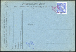 Obl. 1M - MAQUIS DU LOUP. 10c. Bleu, Obl. Tête De Loup En Rouge S/correspondance Imprimée Des Armées De La République N' - Libération