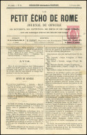 Obl. 3 - 2c. Rose-carminé Obl. Sur Journal LE PETIT ECHO DE ROME N°50 Du 13 Février 1870. SUP. - Kranten