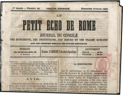 Obl. 9 - 2c. Rose. Sur Journal LE PETIT ECHO DE ROME Du 10 Octobre 1869. TB. - Journaux