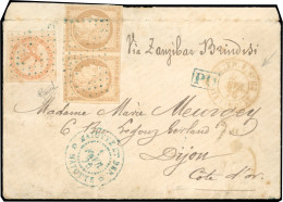 Obl. 5+22x2 - 40c. Vermillon + Paire Du 15c. Bistre Obl. Cachet Muet En Bleu S/lettre En Provenance Du Tribunal De NOSSI - Altri & Non Classificati