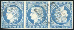 Obl. 12a - 20c. Bleu Bande De 3 Avec Tête-bêche. Obl. Losange Muet De POINTE A PITRE. Rare En Bande. SUP. - Other & Unclassified