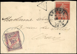 Obl. 1 - 10c. Violet Surcharge Carmin, Obl. Du CàD D'ORAN S/lettre Affranchie à L'aide D'un 10c. Semeuse Obl. ORAN - LOU - Autres & Non Classés