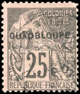 Obl. 21b - 25c. Noir S/rose. Variété De Surcharge "GUADBLOUPE". Obl. Légère. SUP. - Andere & Zonder Classificatie