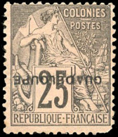 * 21f - 25c. Noir S/rose. Variété De Surcharge "GUADELOUPE" Renversée. Déf. Mais TB. - Andere & Zonder Classificatie