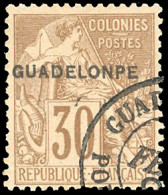 Obl. 22c - 30c. Brun. Variété De Surcharge "GUADELONPE". Obl. SUP. - Andere & Zonder Classificatie