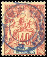 Obl. Timbre De DIEGO SUAREZ N°34, 40c. Rouge-orange Obl. Du CàD Bleu évidé STE-MARIE DE MADAGASCAR Sans Date. SUP. R. - Autres & Non Classés