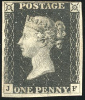 * SG#Spec.AS41 - 1840. 1d. Black. Plate 6. Watermark Small Crown. Imperforate. Lettered J-F. Unused With Large Part Orig - Otros & Sin Clasificación