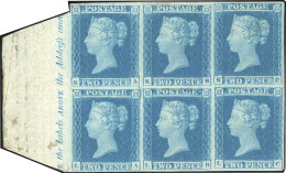 * SG#ES10 - 1841. 2d. Pale Blue. Plate 3. Wmk. Small Crown. Imperforate Block Of Six Lettered KA-KC / LA-LC (SG Spec ES1 - Other & Unclassified