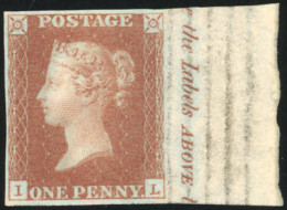 * SG#AS69 - 1841. 1d. Red-brown On Blued Paper. Plate 10. Wmk. Small Crown. Imperforate. Lettered I-L (SG Spec.AS69). Ma - Other & Unclassified