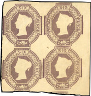 (*) SG#60 - 1854. 6d. Purple. Wmk. Inverted & Reversed. Very Fresh Unused O.g. Block Of Four. With Clear To Large Margin - Andere & Zonder Classificatie