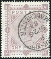 Obl. SG#132 - 1882. 1£. Brown-lilac On Blued Paper. Wmk. Anchor. Perf. 14. Plate 1. Lettered BE. Used Is Genuine. - Sonstige & Ohne Zuordnung