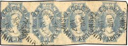 Obl. SG#40 - 6d. Dull Lilac. Strip Of 4. Used With COLONIAL TREASURY MAR 1 1867. VF. - Otros & Sin Clasificación