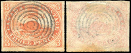 Obl. SG#1a - COLONY OF CANADA. 3d. Orange-vermillon. Used. Large Margins. F. - Autres & Non Classés