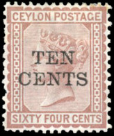 (*) SG#164 - 10c. On 64c. Red-brown. VF. - Ceylon (...-1947)