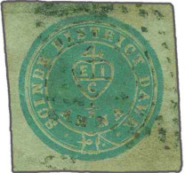 Obl. SG#S2 - 1852. Scinde District Dawk. 1/2a. Embossed In Blue On White Paper. A Fine Used Example With Large Margins A - Fidschi-Inseln (...-1970)