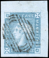 Obl. SG# - 2d. Blue. Early Impression. Corner Of Sheet. - Mauritius (...-1967)