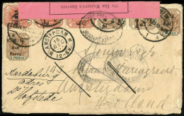 Obl. SG#239+243 - 1d. Rose-red And Green Strip Of 3 + Pair Of 1/2d. On 2d. Brown And Green + 2 Unit On Letter To AMSTERD - Transvaal (1870-1909)