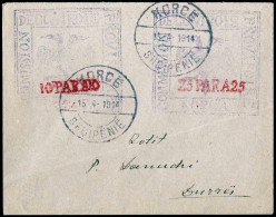 Obl. 37+37A - Les Deux Valeurs Obl. KORCE 15.4.14. S/lettre à Destination De DURRES. SUP. - Albanie