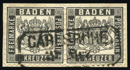 Obl. 16 - 1k. Noir. Paire Obl. S/petit Fragment. SUP. - Andere & Zonder Classificatie