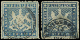 Obl. 32+33 - 6k. Bleu Clair + 7k. Bleu. 2 Valeurs. Obl. TB. - Autres & Non Classés