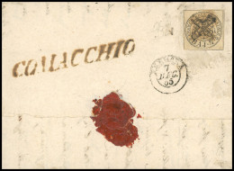 Obl. 5 - 4b. Jaune Obl. Croix De Ferrare S/lettre Frappée Du Cachet COMLACCHIO à Destination De FERRARA. SUP. - Estados Pontificados