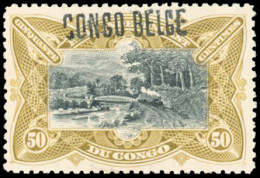 (*) COB35L - 50c. Jaune-olive. Type Mols. Surcharge ''CONGO BELGE'' Locale Au Type V. Rare Sur Cette Couleur. SUP. - Autres & Non Classés