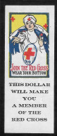 1919 VIGNETTE WW1 USA AMERICAN CROIX ROUGE ROUTE KREUZ JOIN THE RED CROSS WEAR A BUTTON A DOLLAR WILL MAKE YOU A MEMBER - Croce Rossa