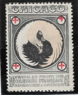 1914-1915 EPOQUE DELANDRE VIGNETTE WW1 USA Chicago  CROIX ROUGE ROUTE KREUZ POUR LES BLESSES MILITAIRES EAGLE - Rotes Kreuz