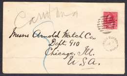 Canada Cover, Garson Creek Oct 7th ??, A1 Broken Circle Postmark, To Arnold Watch Co. Chicago USA - Cartas & Documentos