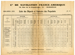 Compagnie De Navigation France-Amérique.70 Rue De La République Marseille.Juin-Juillet 1932.Liste Des Paquebots. - Otros & Sin Clasificación