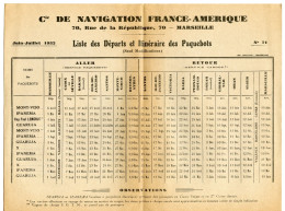 Compagnie De Navigation France-Amérique.70 Rue De La République Marseille.Juin-Juillet 1932.Liste Des Paquebots. - Other & Unclassified