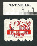 B65-07 CANADA HiWay Market Super Bonus Coupon Trading Stamp MNH - Local, Strike, Seals & Cinderellas