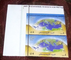 Egypt 2014 - Pair With Corner Margin Of The ( EUROMED Postal ) - MNH - Ongebruikt