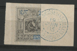 N° 54a Cote 45 € Moitié Gauche Du 25 Ct Noir Et Bleu Sur Un Petit Fragment TB Voir Description - Used Stamps