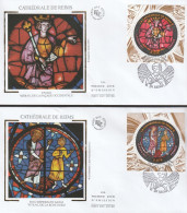 2011 " 800 ANS DE LA CATHEDRALE DE REIMS / VITRAIL " Sur 2 Enveloppes 1er Jour Sur Soie N°YT 4549 4550 FDC à Saisir !!! - Verres & Vitraux