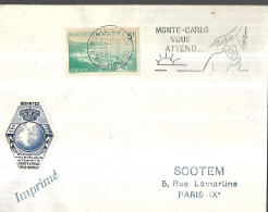 Monte- Carlo  Lettre  Du 18 03  1952 Pour  PARIS - Lettres & Documents