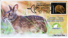 USA 2023 Lower Keys Marsh Rabbit, Endangered Species, Animal,Pictorial Postmark, FDC Cover (**) - Brieven En Documenten