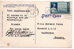 72388 - USA - 1949 - 3¢ Lincoln-Spruch EF A AnsKte CHICAGO ILL - ... -> Ungarn - Lettres & Documents