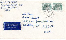 72395 - Bund - 1988 - 2@80Pfg SWK A LpBf GRIESHEIM -> West Allis, WI (USA) - Storia Postale