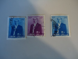 LIBAN  LEBANON   USED 3  STAMPS CHEHAB - Lebanon