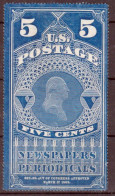 DB-123- U.S.A.- Emissione Del  1865 (sg) NG - Qualità A Vostro Giudizio. - Newspaper & Periodical