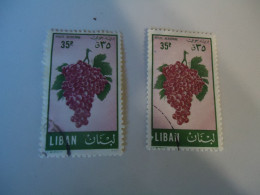 LIBAN  LEBANON   USED   STAMPS DIFFEREND COLOUR FRUITS - Lebanon