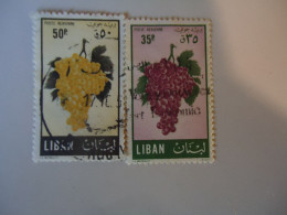 LIBAN  LEBANON   USED   STAMPS  2  FRUITS - Lebanon