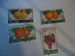 LIBAN  LEBANON   USED   STAMPS  4  FRUITS - Lebanon