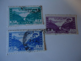 LIBAN  LEBANON   USED  STAMPS  3  LANDSCAPES BAY - Lebanon