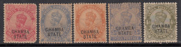 5v MH Chamba, SG58 1913-1923, - SG61, SG49, KGV Series (Single Star) 1923-1927, British India,  - Chamba