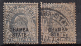 3p Used Chamba, SG28 & SG29, Edward Series 1903-1905, British India - Chamba