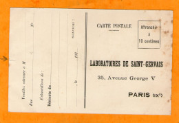 Carte Publicitaire - "Laboratoires De Saint Gervais 35 Avenue Georges V PARIS (IXe)" - Distretto: 09